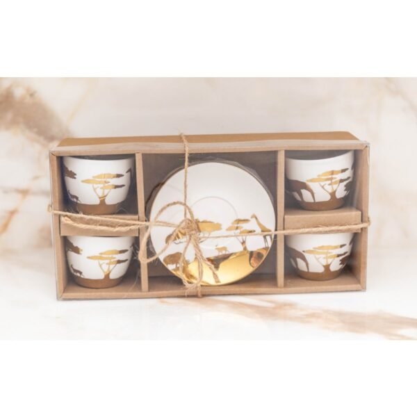 Lot de 4 tasses à café dorées avec soucoupes Savane – Aulica