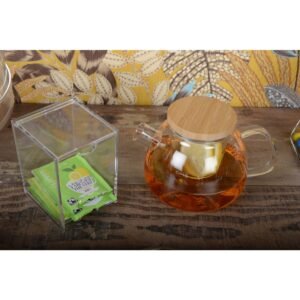 Théière en verre 1L avec couvercle en bois – Aulica