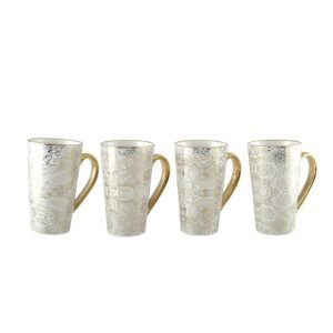 Lot de 4 mugs à thé design en céramique blanche – Aulica