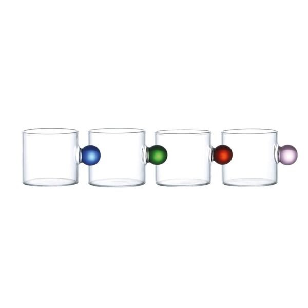 Lot de 4 mugs à thé en verre Aulica 350ml – Design élégant avec poignée colorée