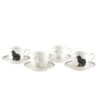 Lot de 4 tasses à café avec soucoupes – Design chat noir et blanc – Aulica