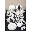 Lot de 4 tasses à café avec soucoupes – Design chat noir et blanc – Aulica