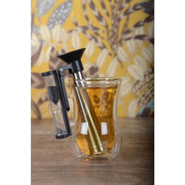 Infuseur à thé passoire en inox avec minuteur noir – Aulica