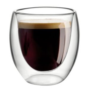 Lot de 4 tasses expresso en verre double paroi – 80 ml – AULICA