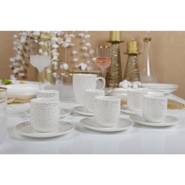 Lot de 6 Tasses à café 90 ml plumetis doré- AULICA