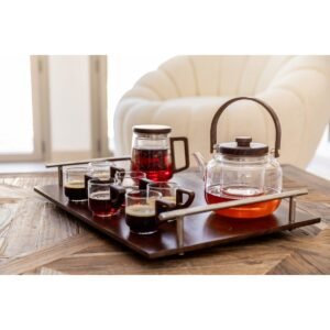 Théière en verre avec anse en bois – 1L | Aulica