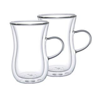 Lot de 2 Tasses double paroi cintrée à thé ou café - AULICA