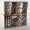 Lot de 4 mugs 450ml noir et blanc - AULICA