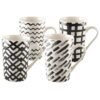Lot de 4 mugs 450ml noir et blanc - AULICA