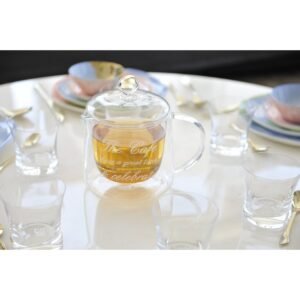 Théière double paroi en verre avec inscription – Aulica (550 ml)