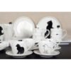 Lot de 4 tasses à café avec soucoupes – Design chat noir et blanc – Aulica