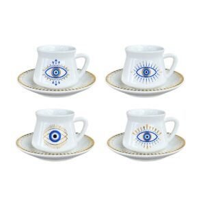 Lot de 4 Tasses à café avec sous tasse Chance- AULICA