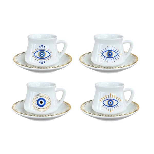 Lot de 4 Tasses à café avec sous tasse Chance- AULICA