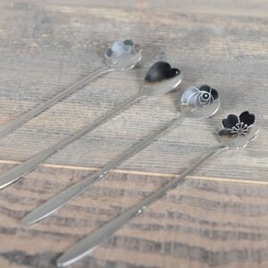 Lot de 4 cuillères à thé argent fleur – Aulica