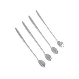 Lot de 4 cuillères à thé argent fleur – Aulica