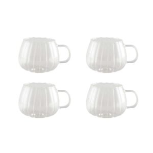 Lot de 4 Tasses à thé - AULICA tasses à thé vague en verre borosilicate