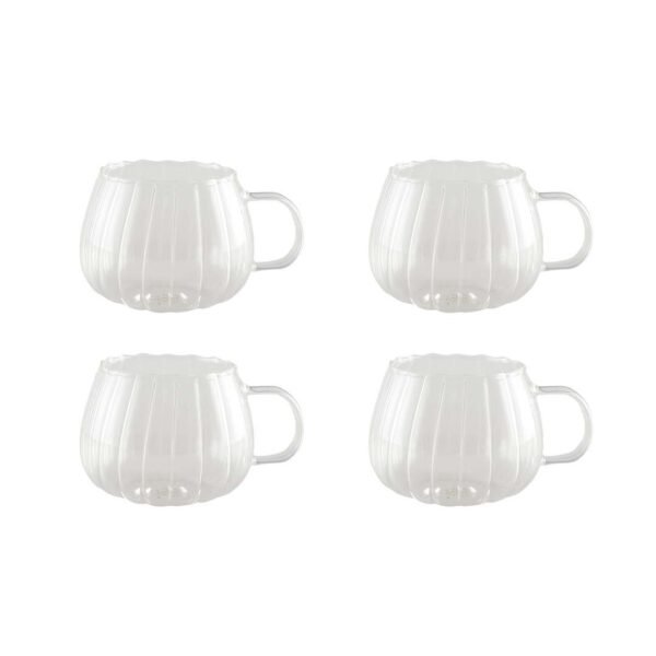 Lot de 4 Tasses à thé - AULICA tasses à thé vague en verre borosilicate