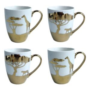 Lot de 4 mugs savane doré Aulica – Élégance et raffinement pour vos moments thé & café