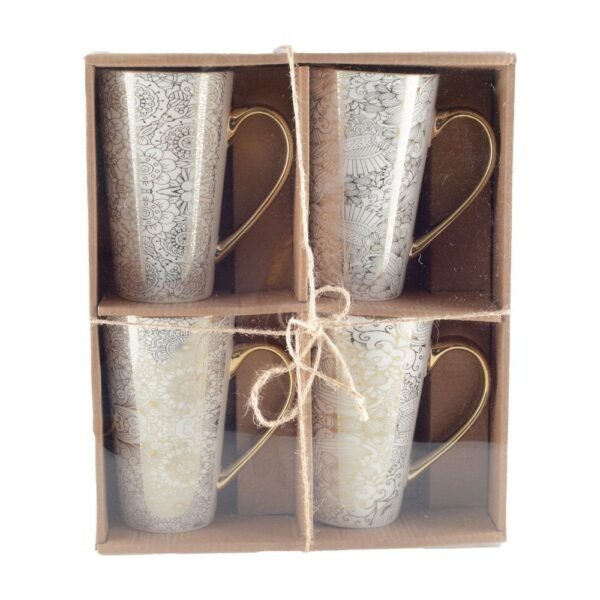 Lot de 4 mugs à thé design en céramique blanche – Aulica