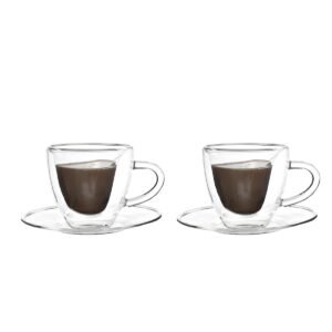 Tasses double paroi en cœur – Lot de 2 (150ml)